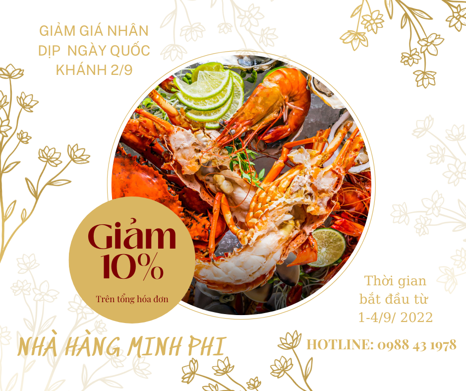 Nhà hàng Minh Phi khuyến mại tri ân khách hàng giảm giá 10% nhân dịp 2/9